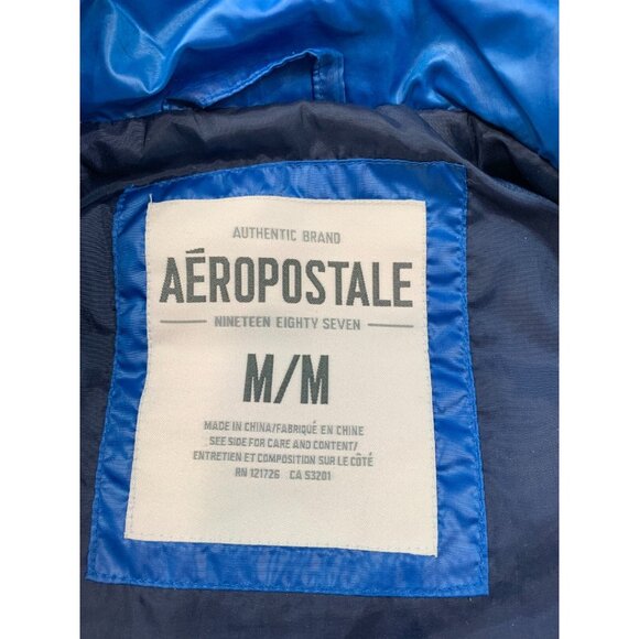 Aeropostale Puffer Vest Mens Medium Blue Quilted Full Zip Lightweight Puffer Y2K - Picture 4 of 11